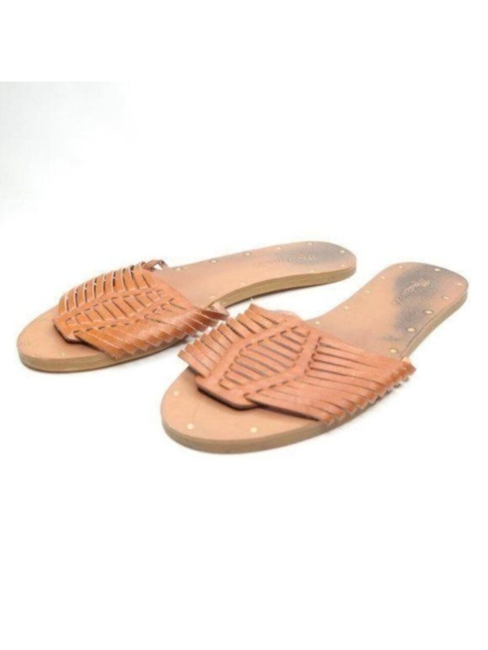 Madewell Willa Women's Size 6.5 Brown Woven Leather Flat Slide Casual Sandals